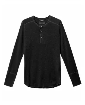 1x1 Slub Long Sleeve Henley Black