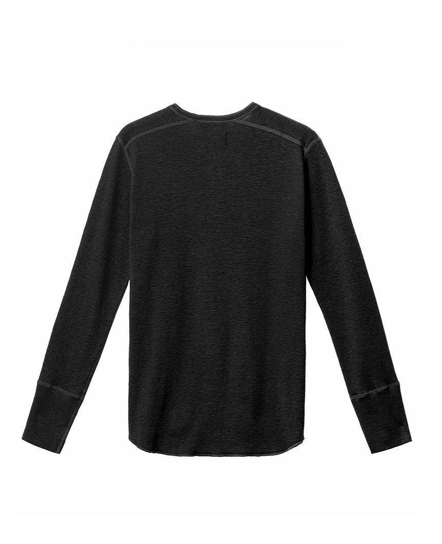 1x1 Slub Long Sleeve Henley Black