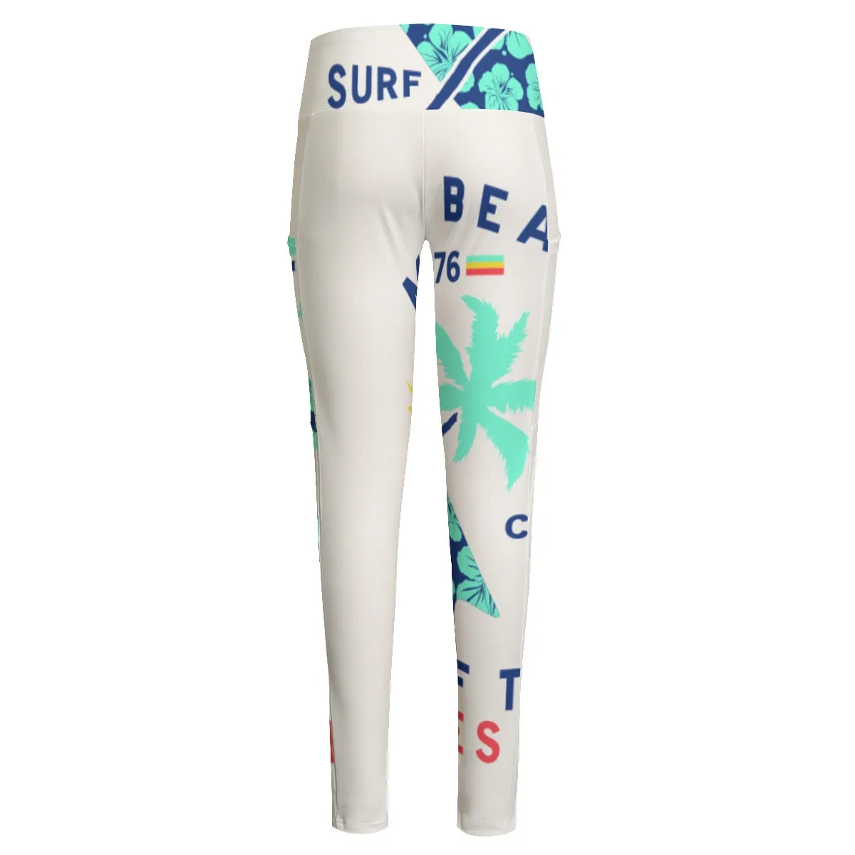 6All-Over Print Women's High Waist Leggings With Side Pocket surf  print