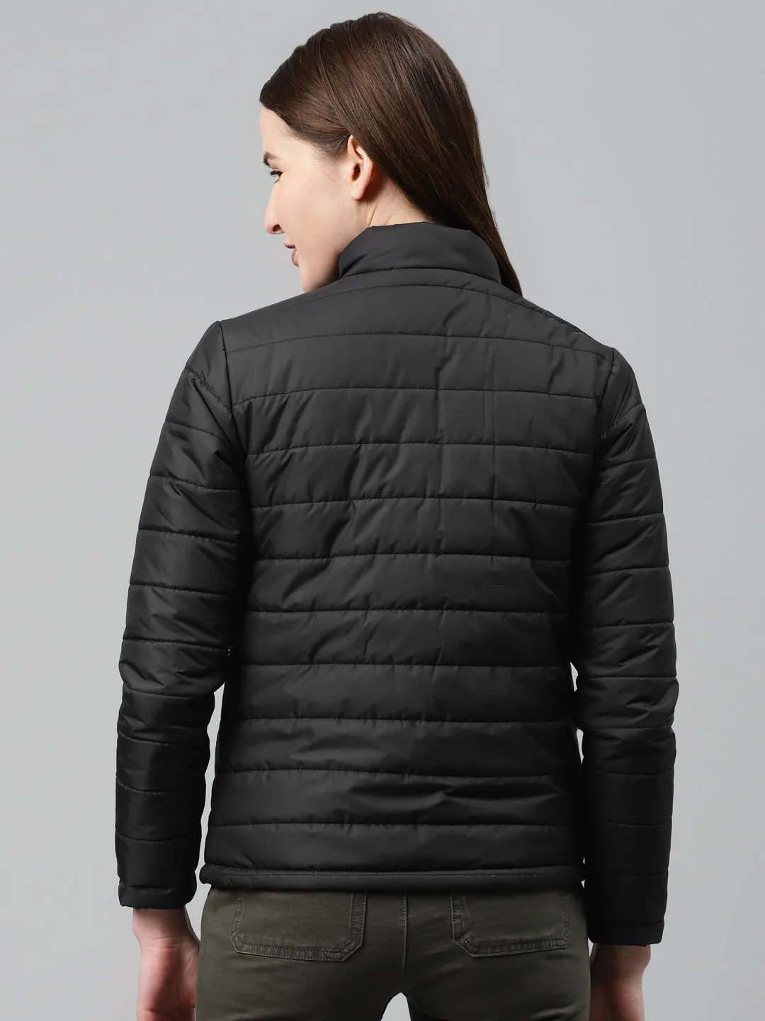 Alcis Women Black Solid Padded Jacket