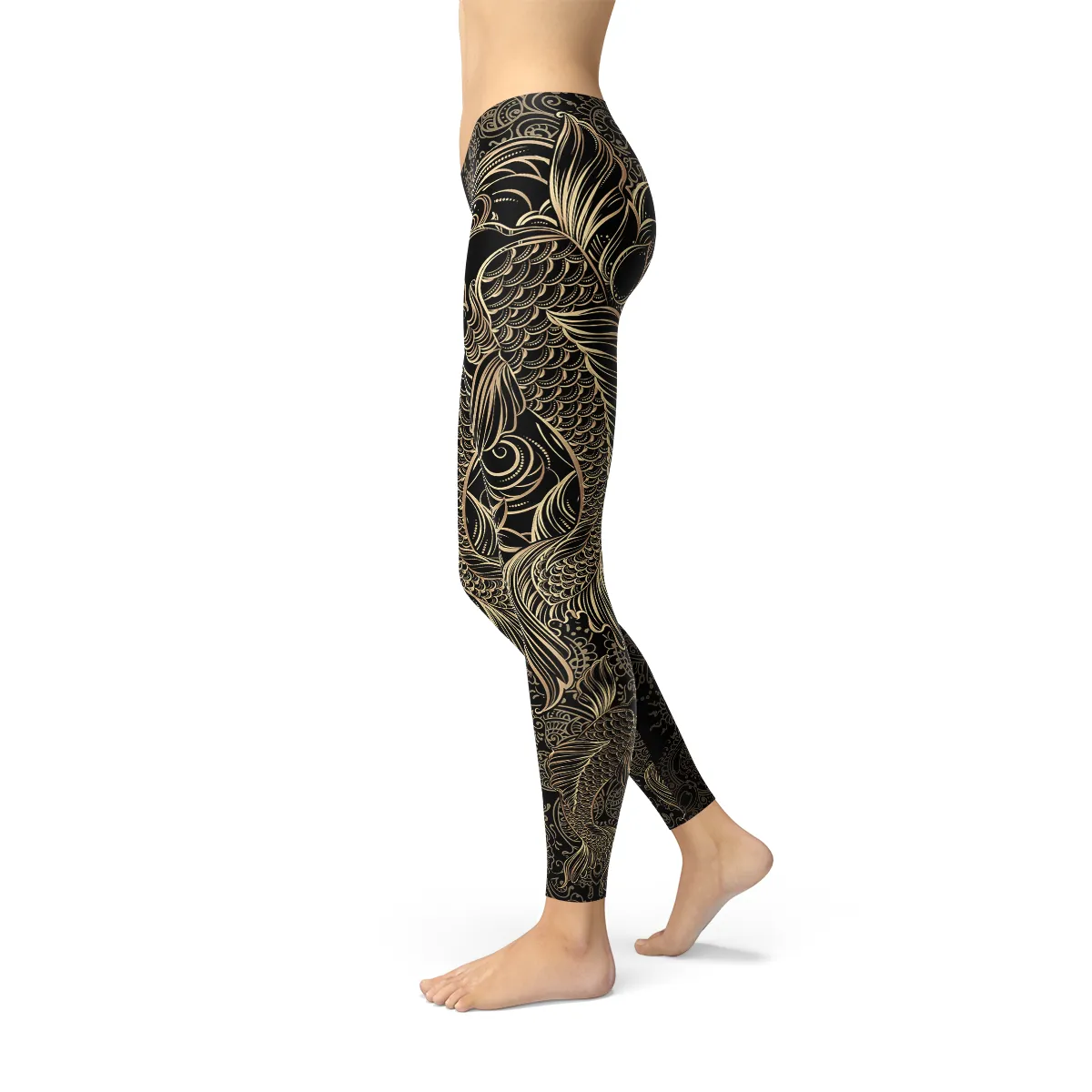 Artistic Black Koi Fish Women's Fitness Leggings