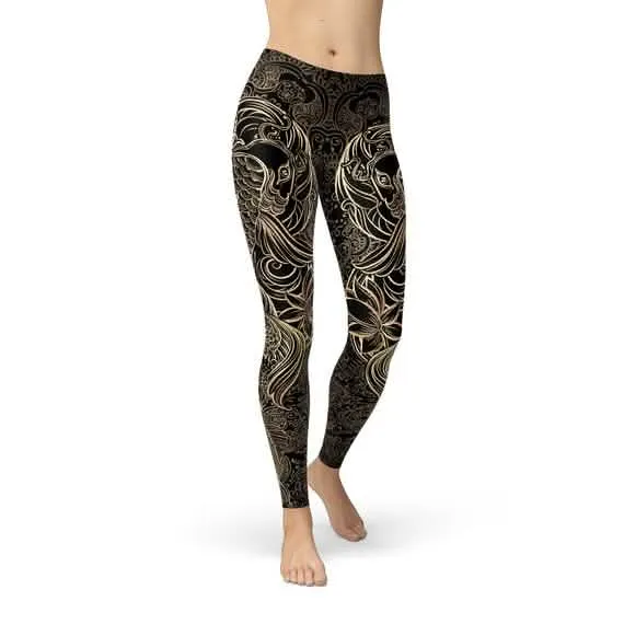 Artistic Black Koi Fish Women's Fitness Leggings