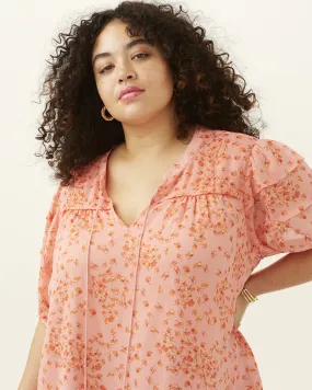 Barbara Printed Peasant Top | Pink