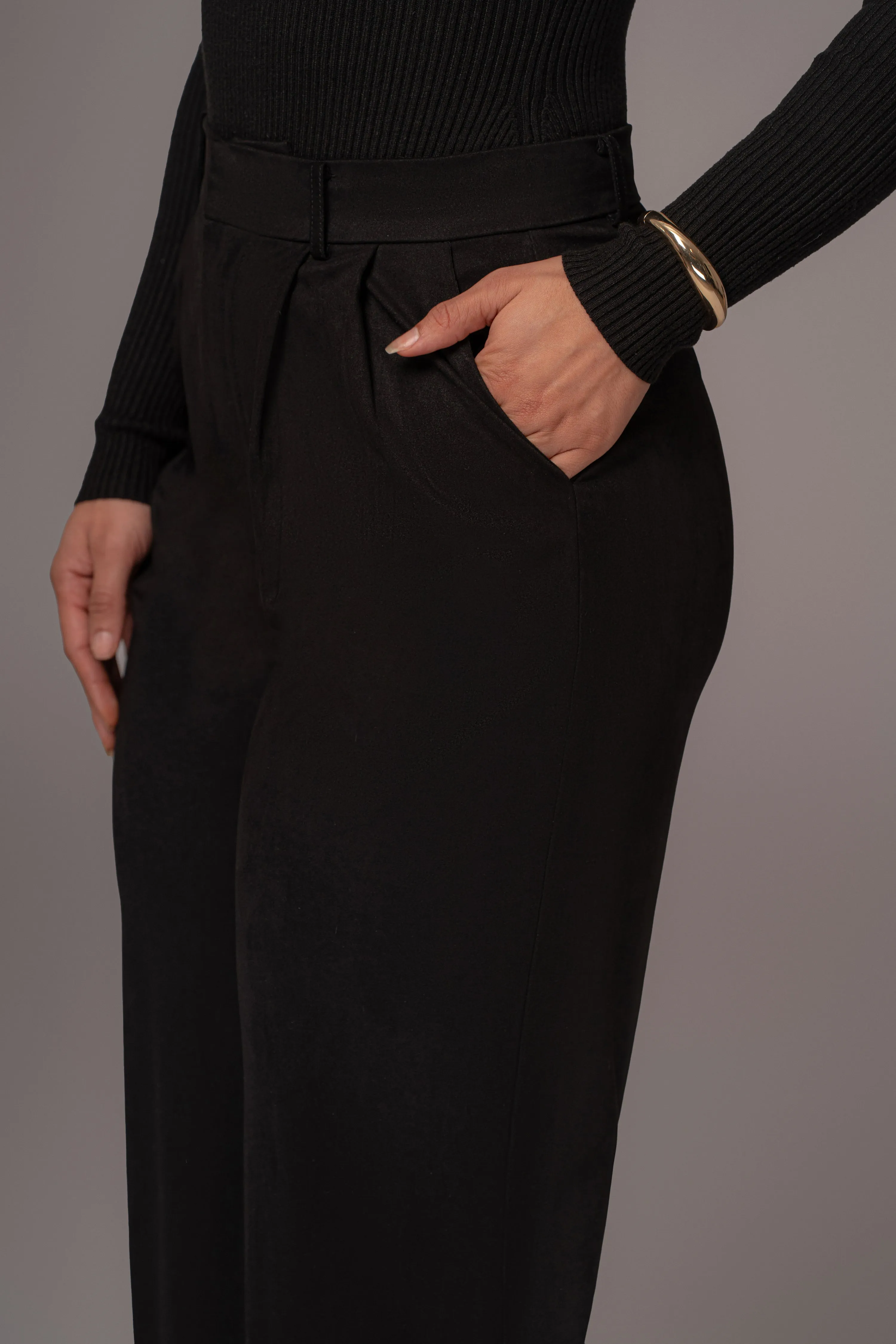 Black Classic High Rise Trousers