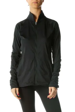 Black Zippered Sheer Detail Active Jacket