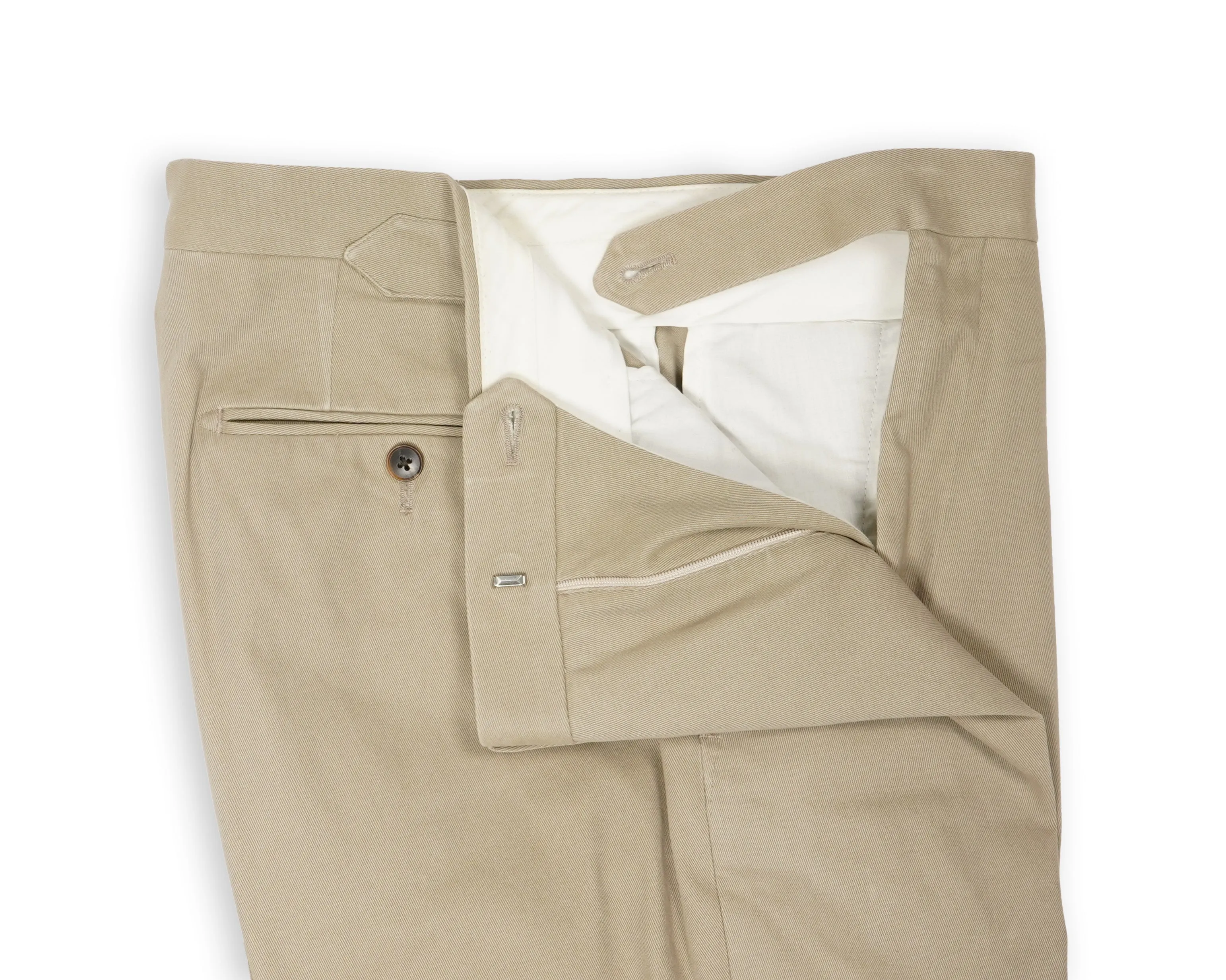 Blugiallo - Beige High Rise Cotton Trousers 46