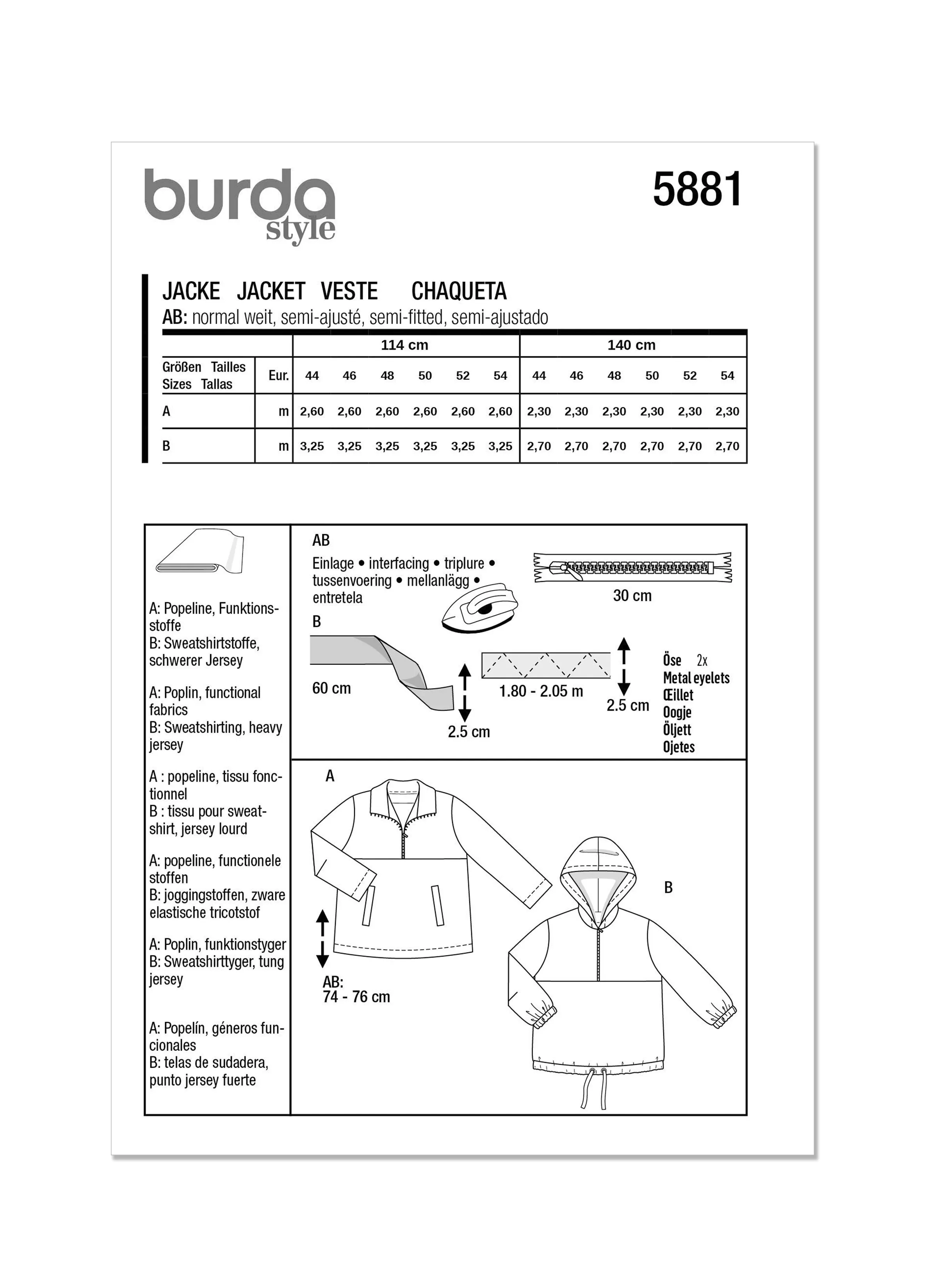 Burda Pattern 5881 Plus Size Jacket