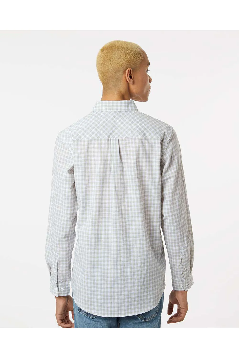 Burnside Mens Burn Long Sleeve Button Down Shirt - Grey/White Gingham