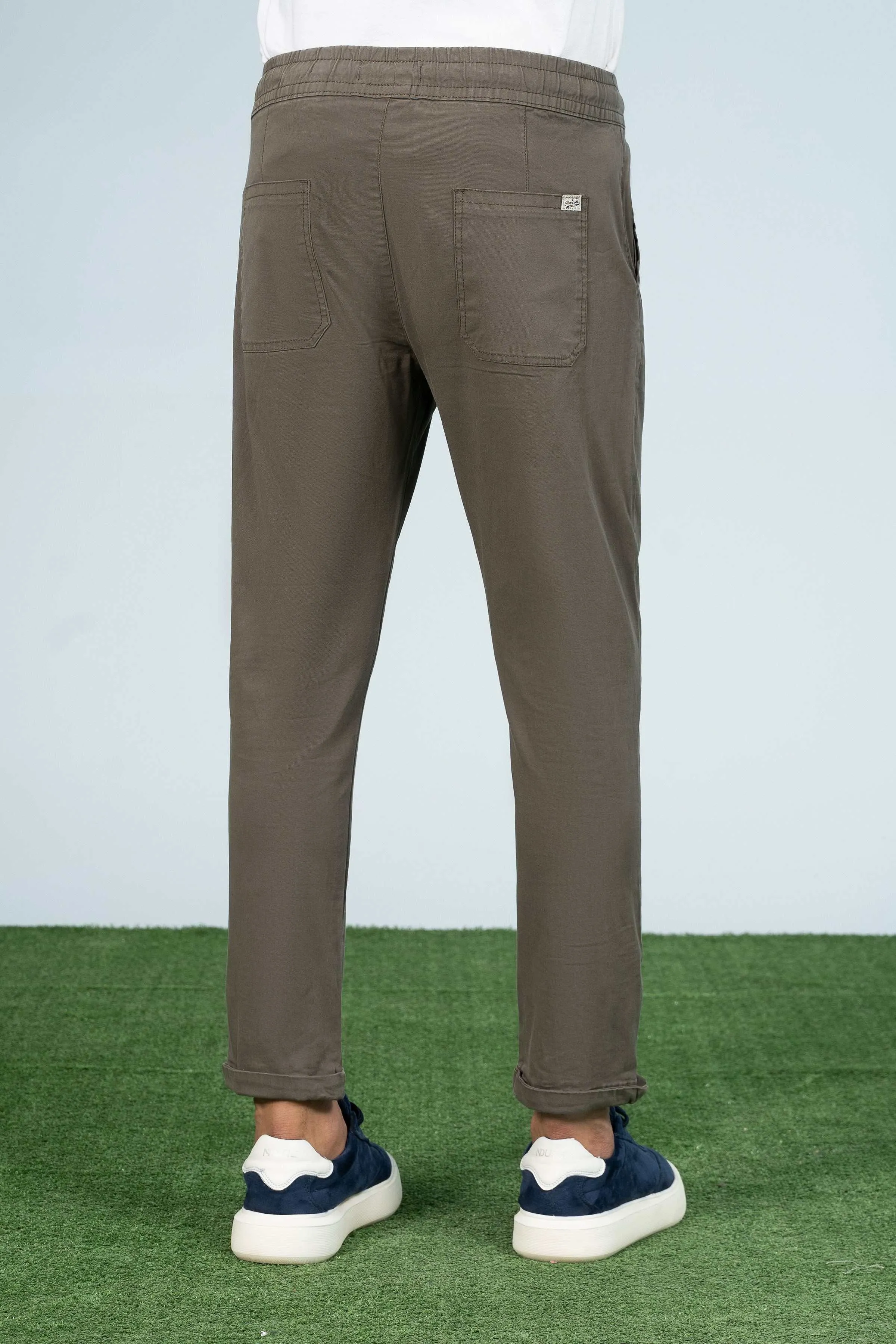 CASUAL JOGGER WAIST TROUSER DARK OLIVE