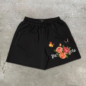 Casual rose print track shorts