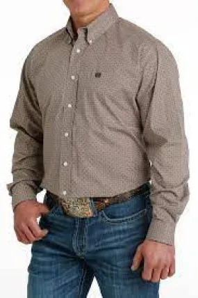 Cinch Mens Western Long Sleeve Button-Down Shirt  -  Khaki MTW1105656