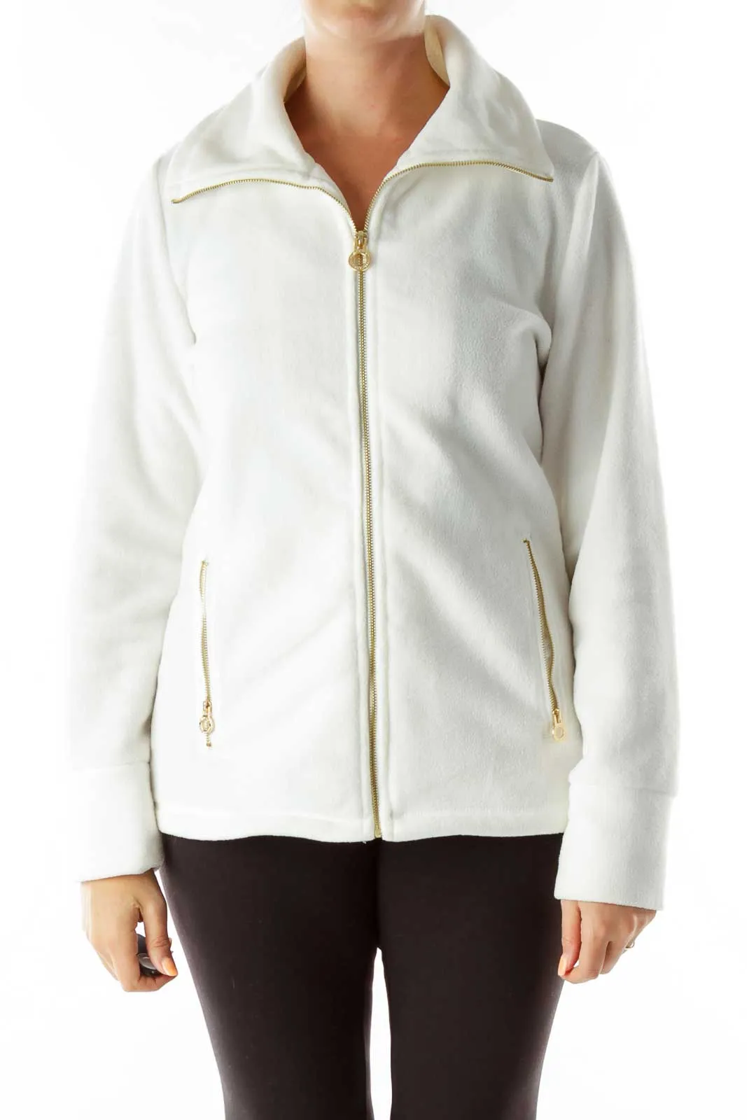 Cream Fleece Sports Jacket