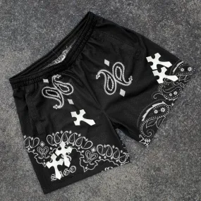 Cross cashew print track shorts