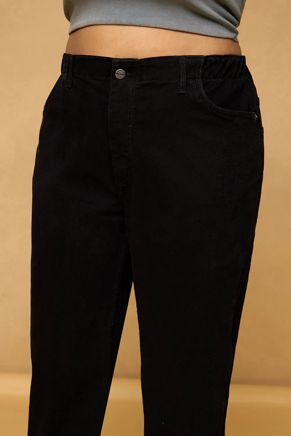 Curve Sleek Black Mom Fit Denim Jeans