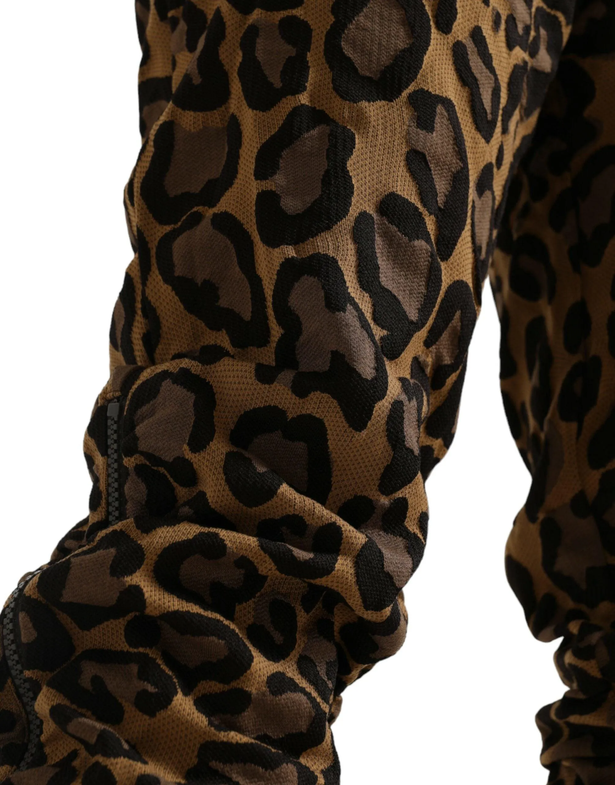 Dolce & Gabbana Brown Leopard Jacquard Jogger Pants