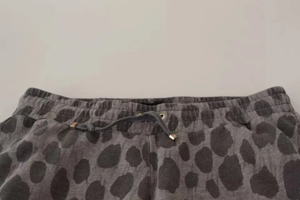 Dolce & Gabbana Gray Leopard Print Sweatpants Jogger Pants