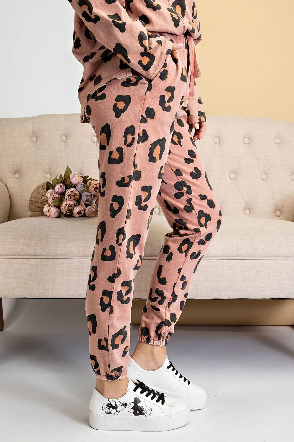 EB40789 Leopard Print Knit Pant-CINNAMON