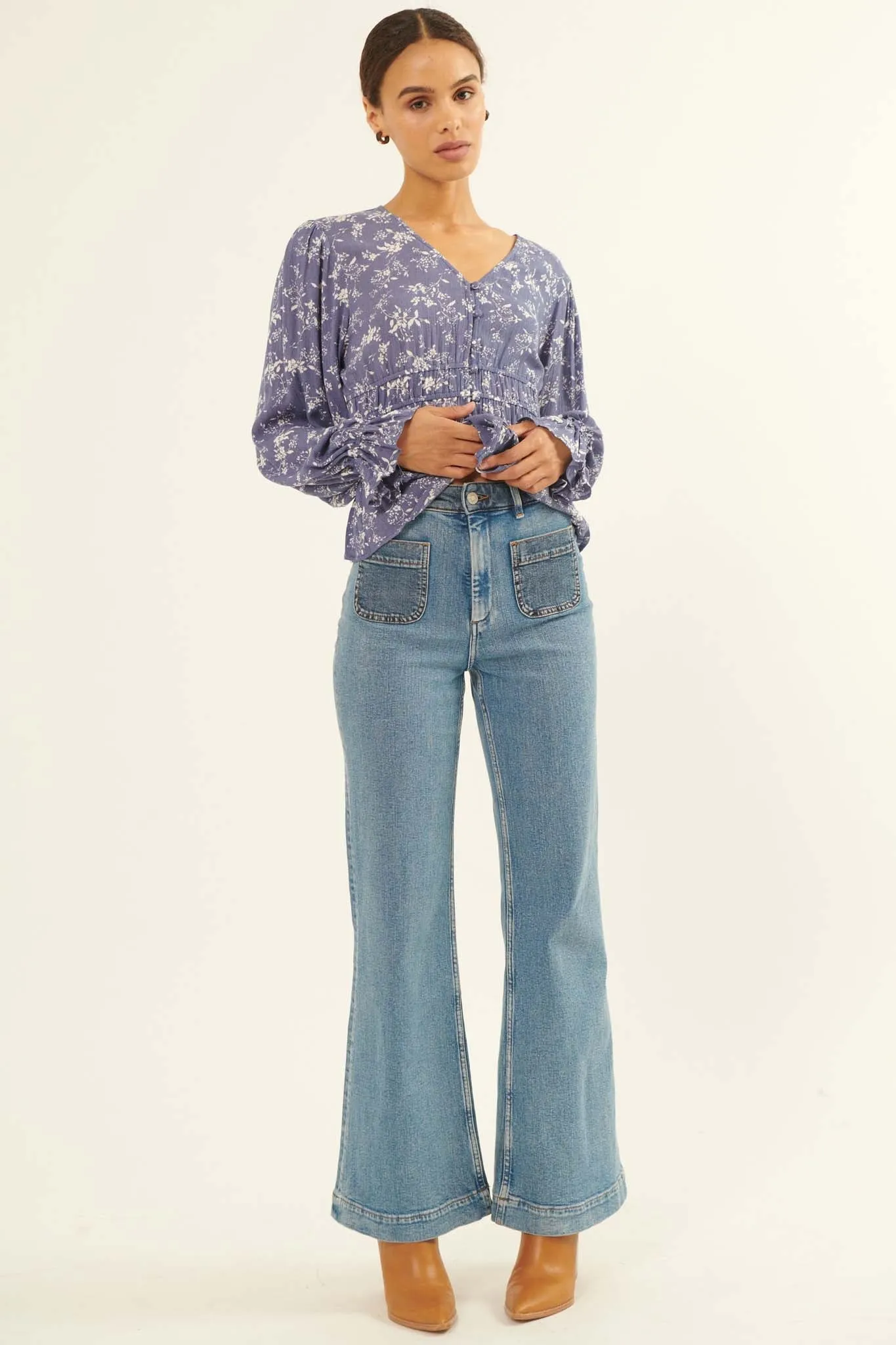 Effortless Elegance Floral Button-Front Top