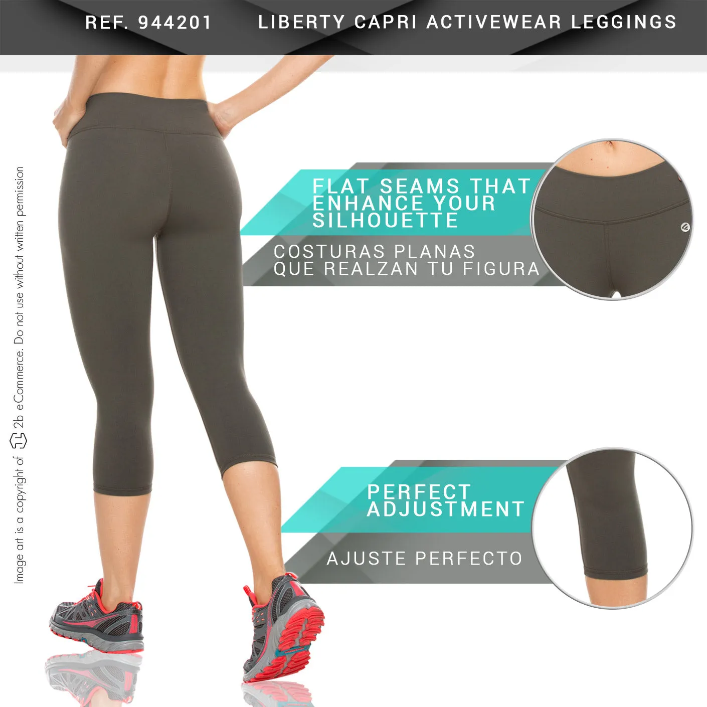 Flexmee 944201 Liberty Capri Polyester Activewear Workout Pants Trousers