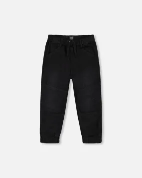 French Terry Jogger Pants Black Denim