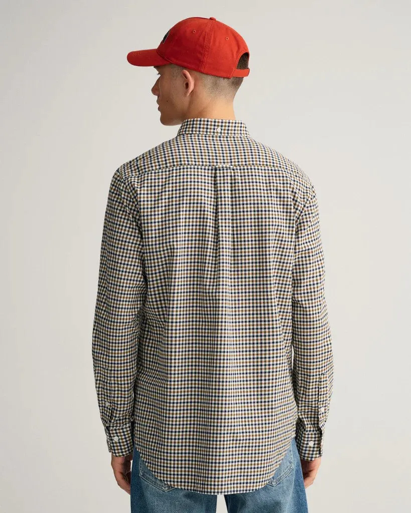 Gingham Twill Shirt - Check - Eggshell, Navy & Tan