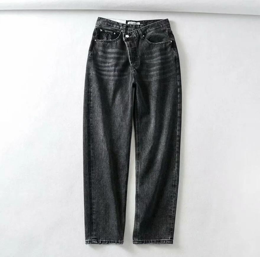 Grendel Side Botton Fly Mom Jeans - 2 Colors