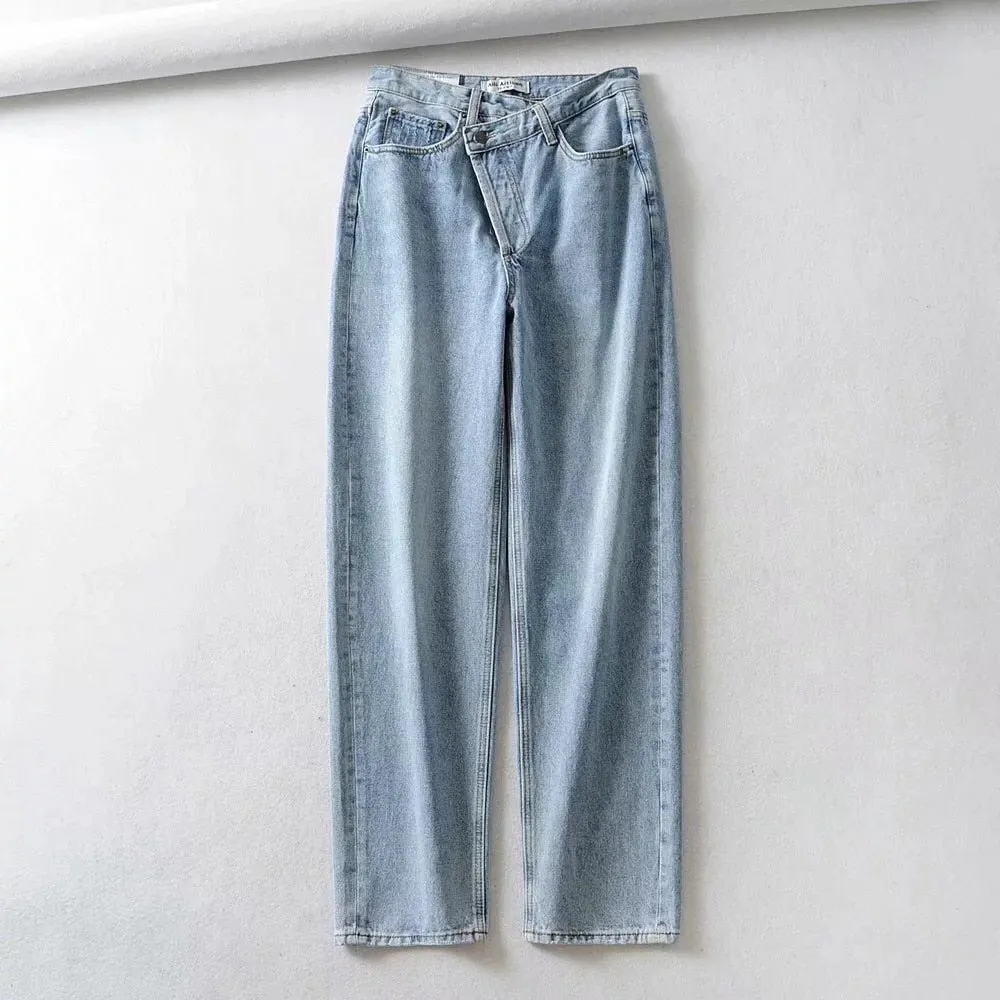 Grendel Side Botton Fly Mom Jeans - 2 Colors