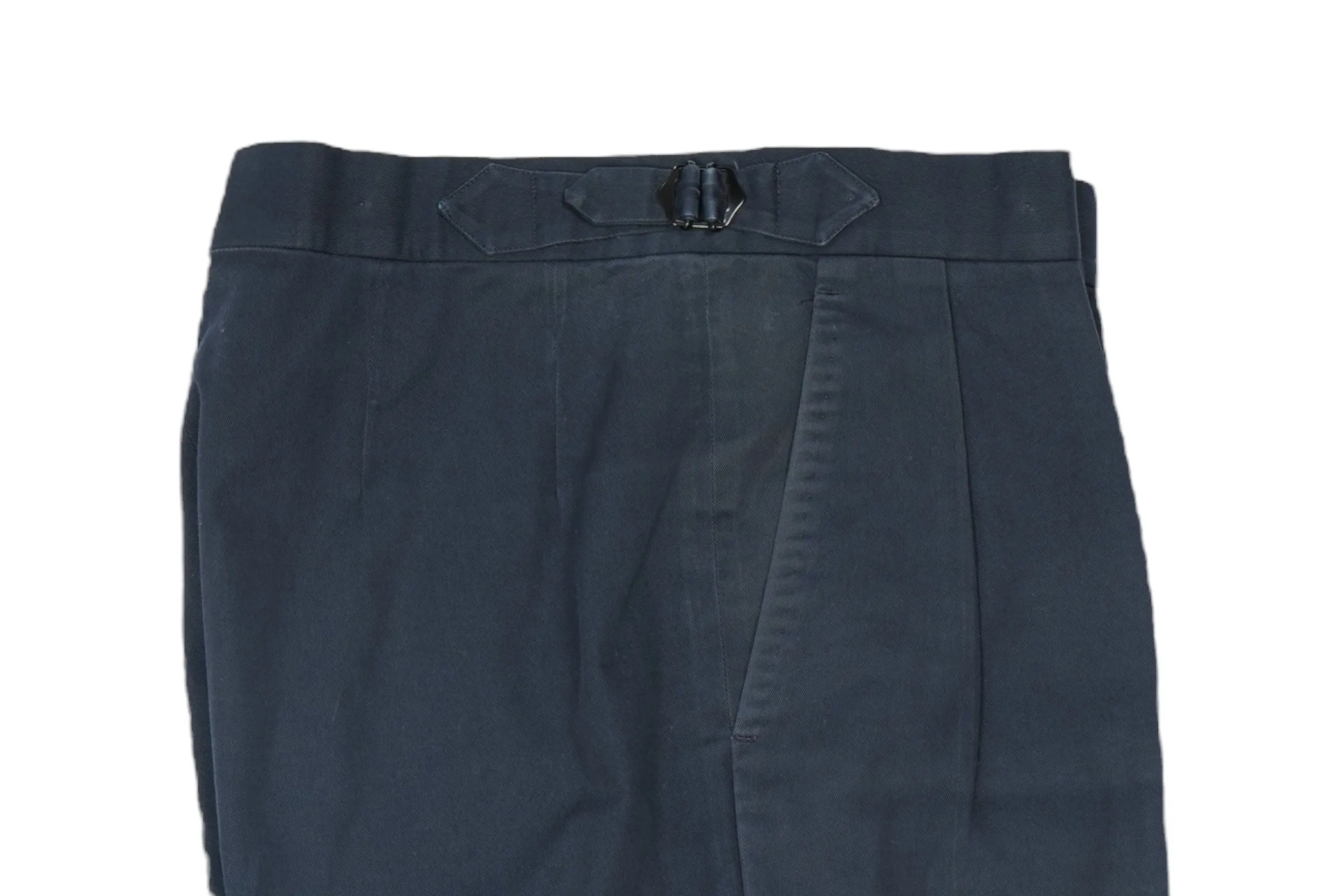 Götrich - Navy High Rise Pleated Cotton Trousers 46 Short