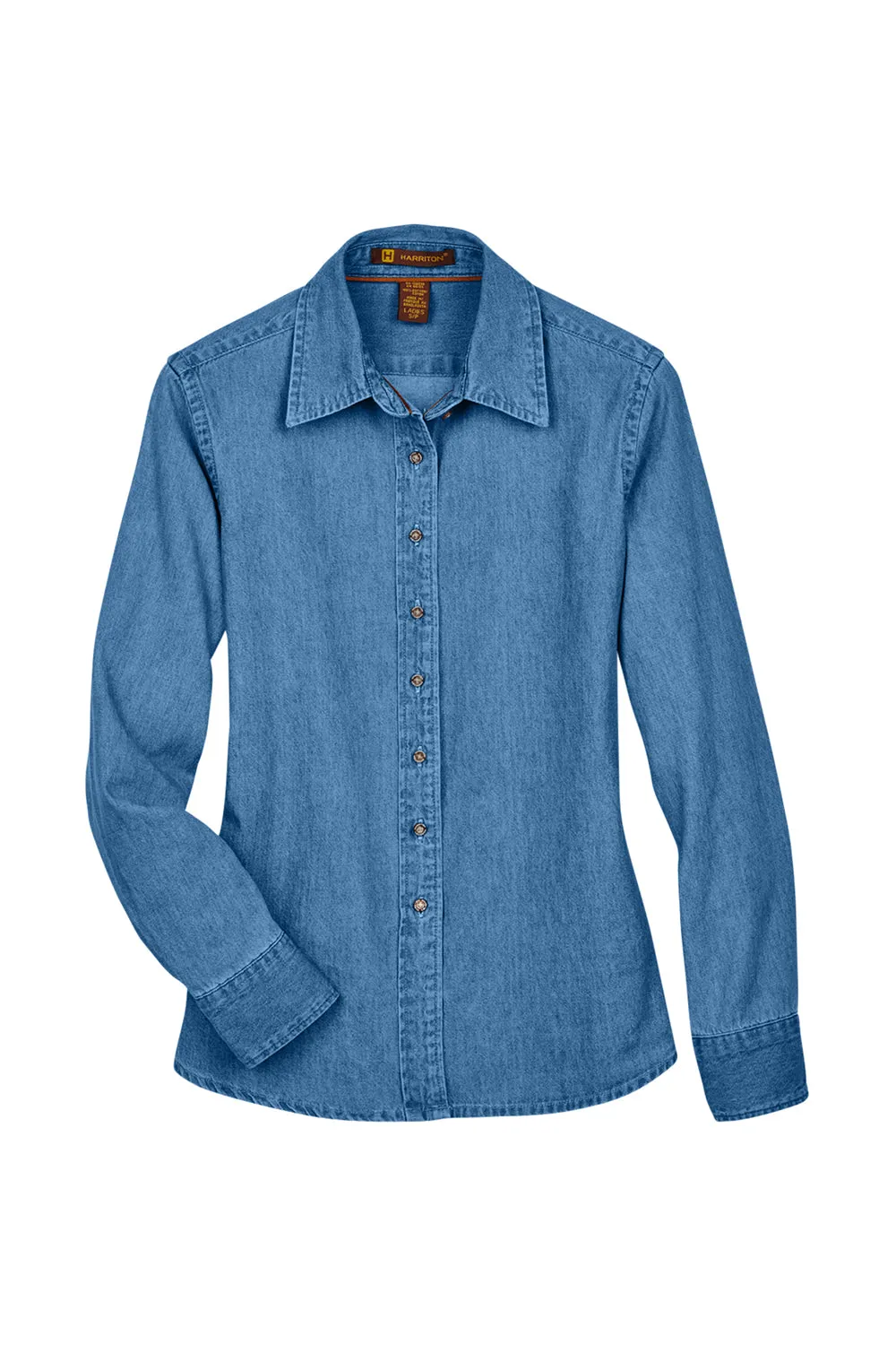 Harriton Womens Denim Long Sleeve Button Down Shirt - Light Denim