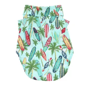 Hawaiian Dog Camp Shirt Surfboards And Palms