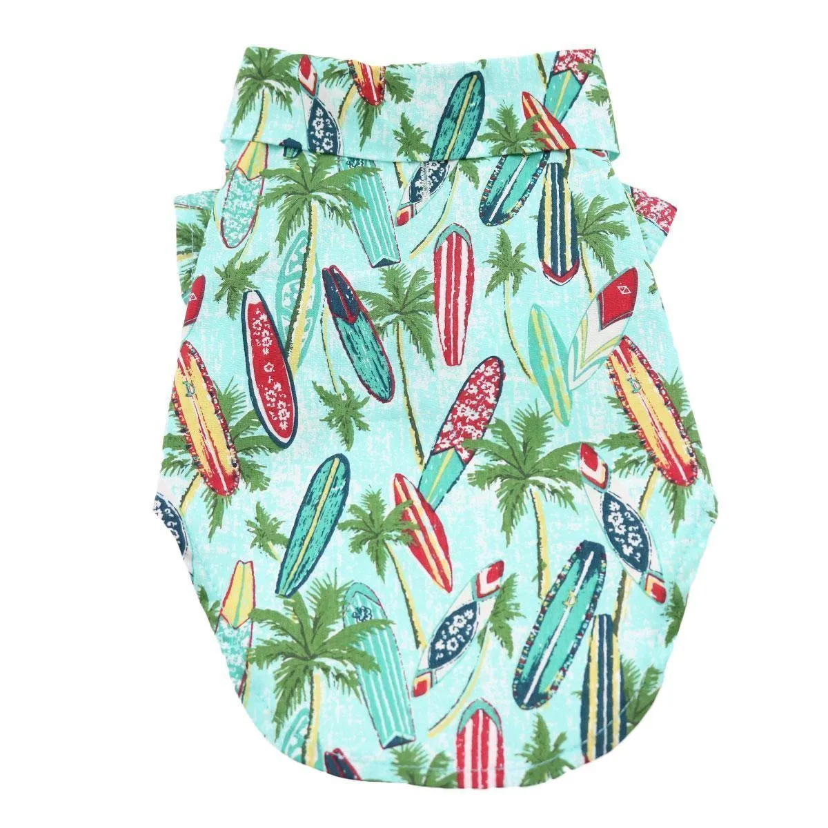 Hawaiian Dog Camp Shirt Surfboards And Palms