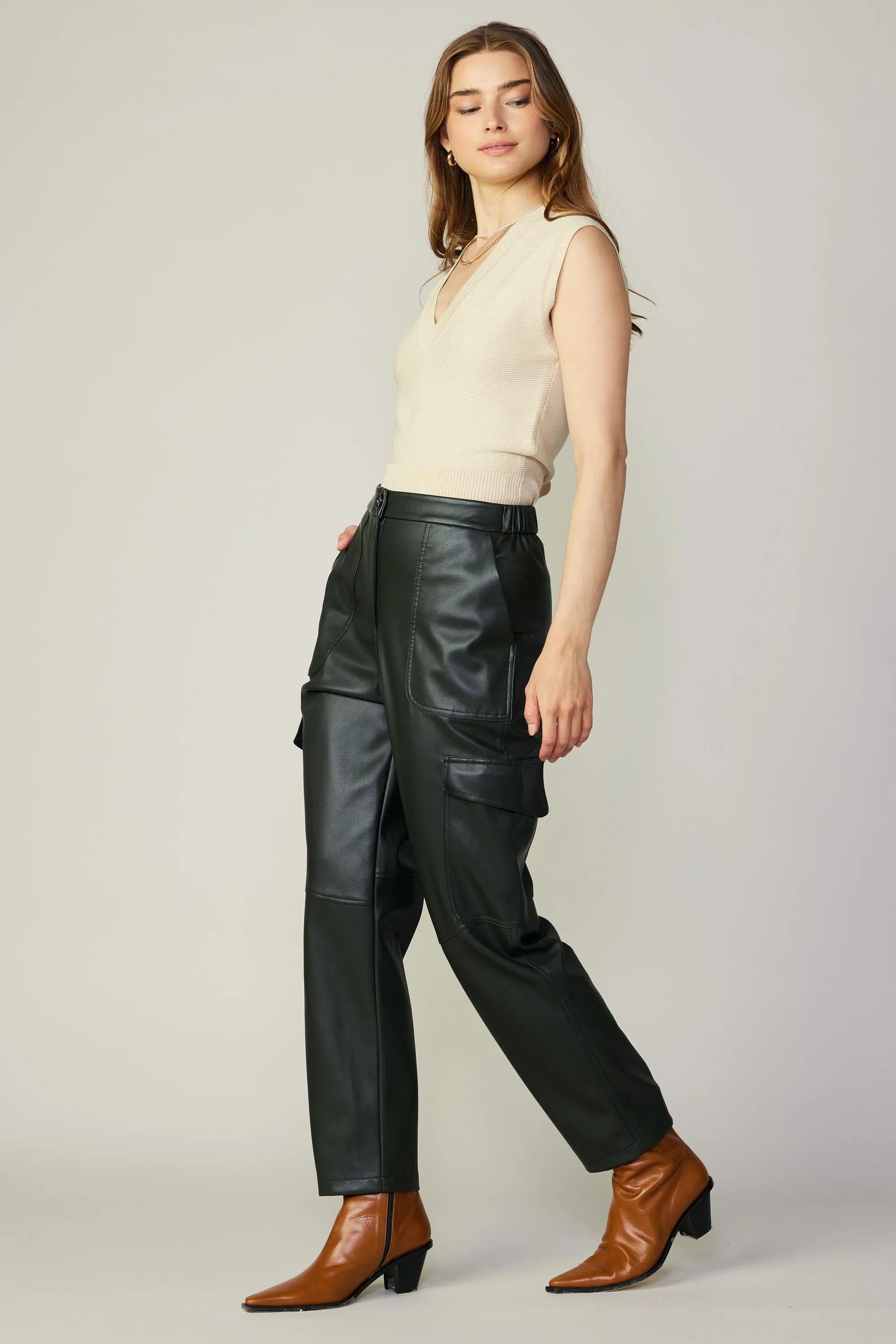 High Rise Leather Trousers