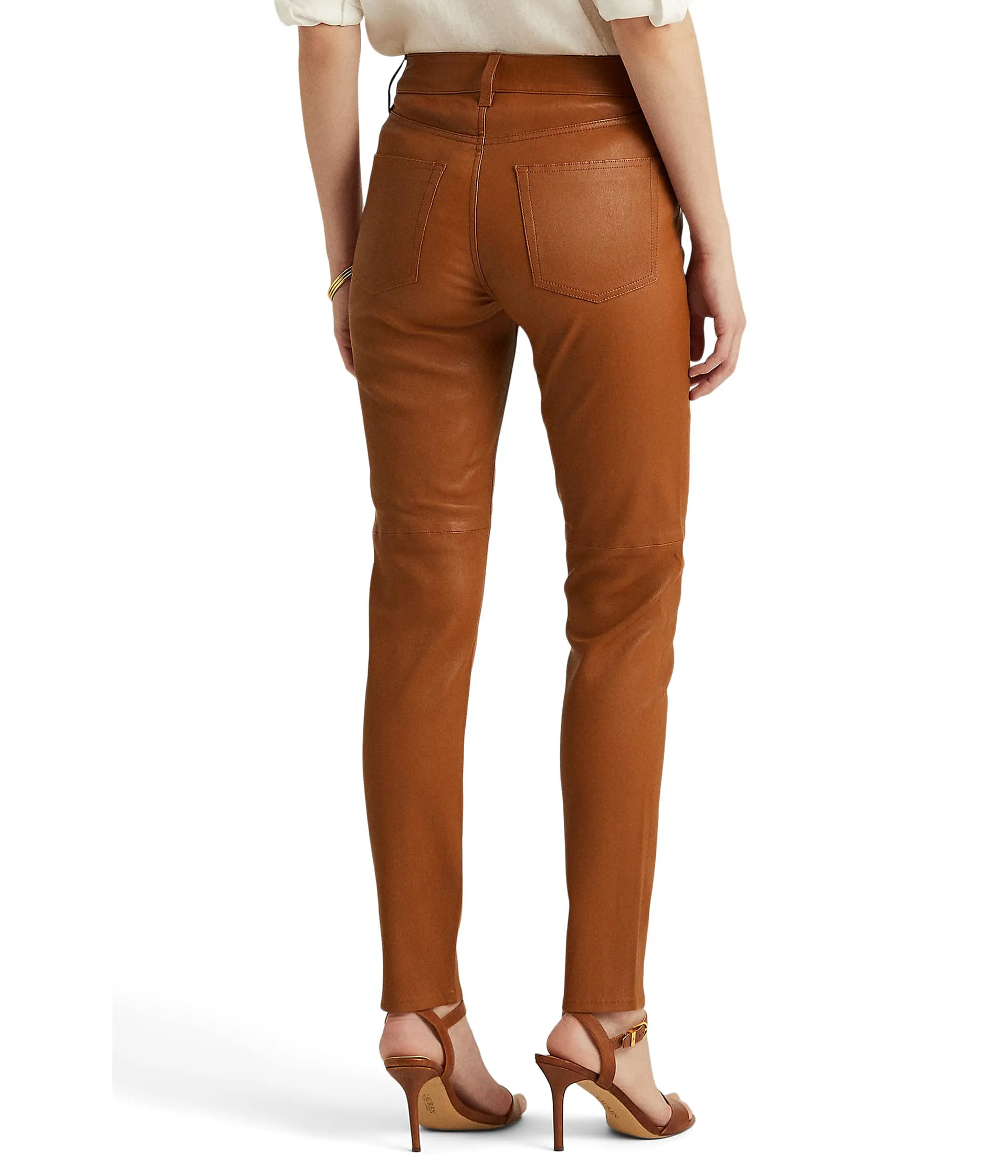 High-rise trousers LAUREN Ralph Lauren, Nappa Leather High-Rise Skinny Ankle Pants