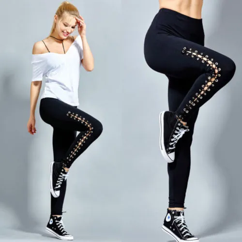 High Waist Lace Up Fitness Leggings