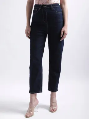 Iconic Women Blue Solid Mom Fit Jeans