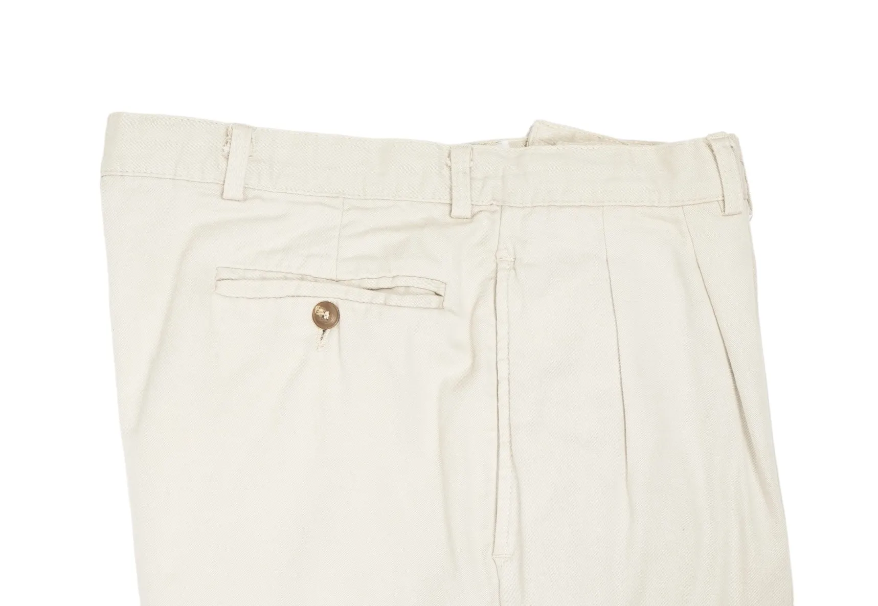 Incom - Cream High-Rise Pleated Heavy Cotton Trousers 50