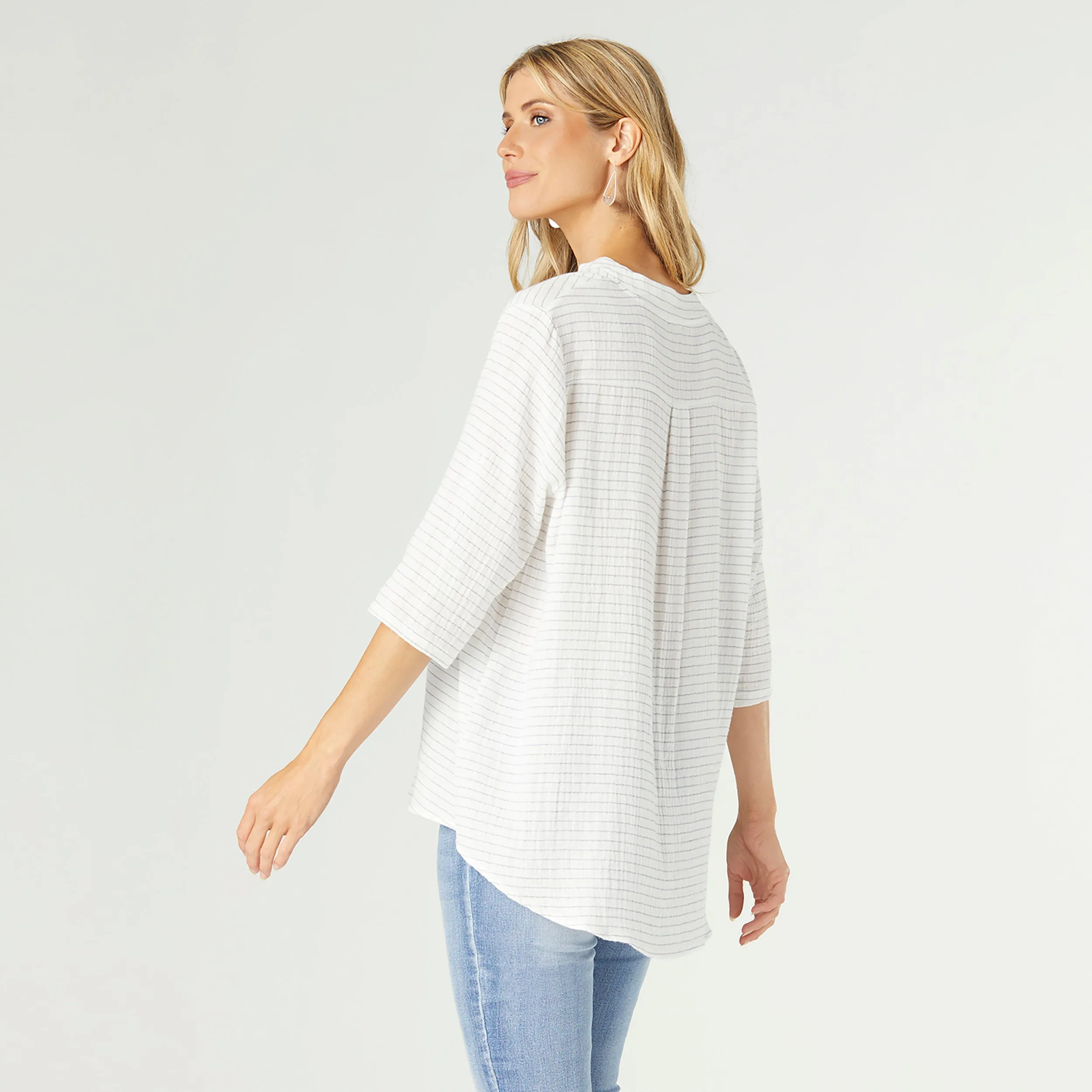 Jesse Casual Henley Top - White