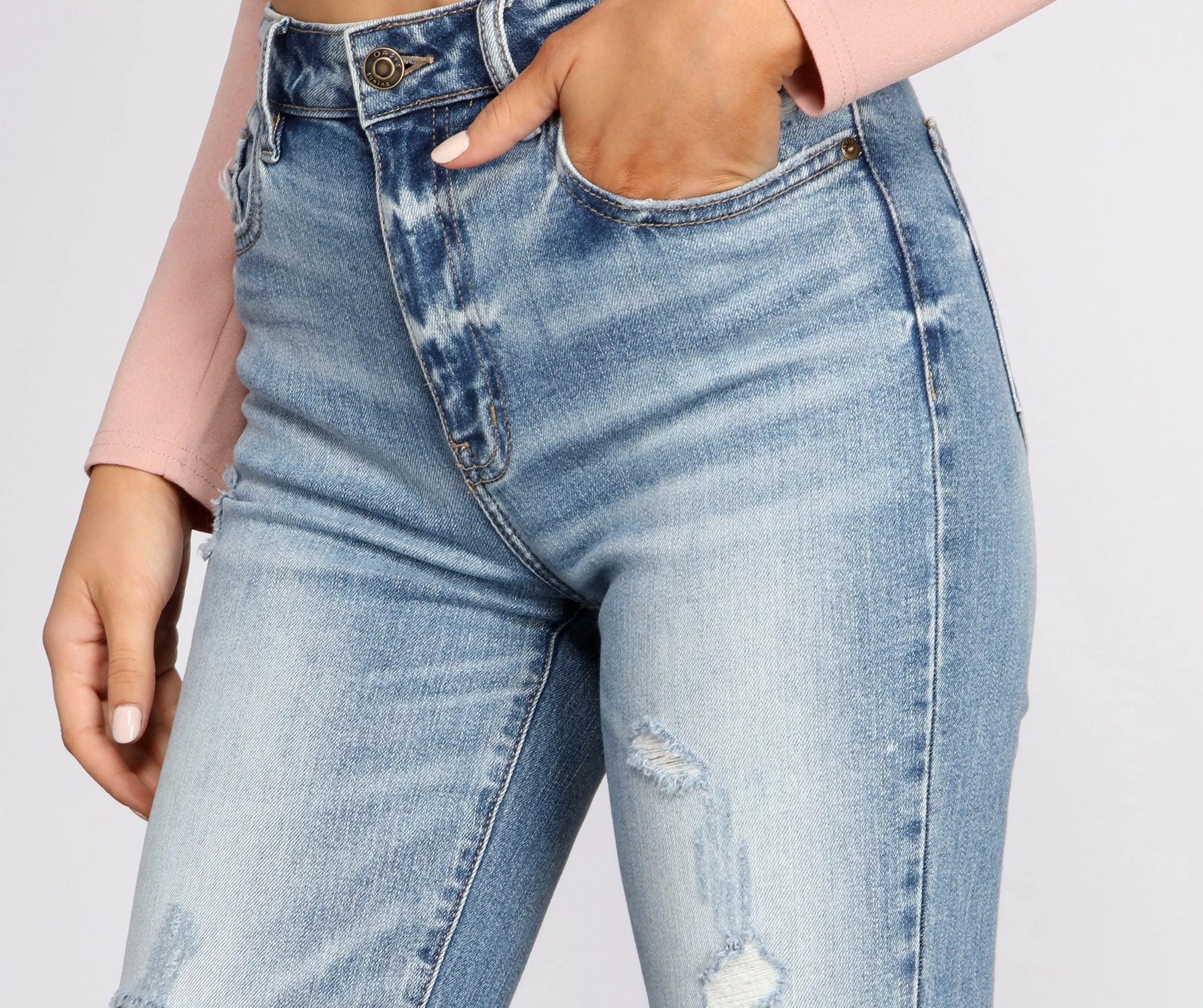 KittenAlarm - Tobi Super High Waist Destructed Mom Jeans