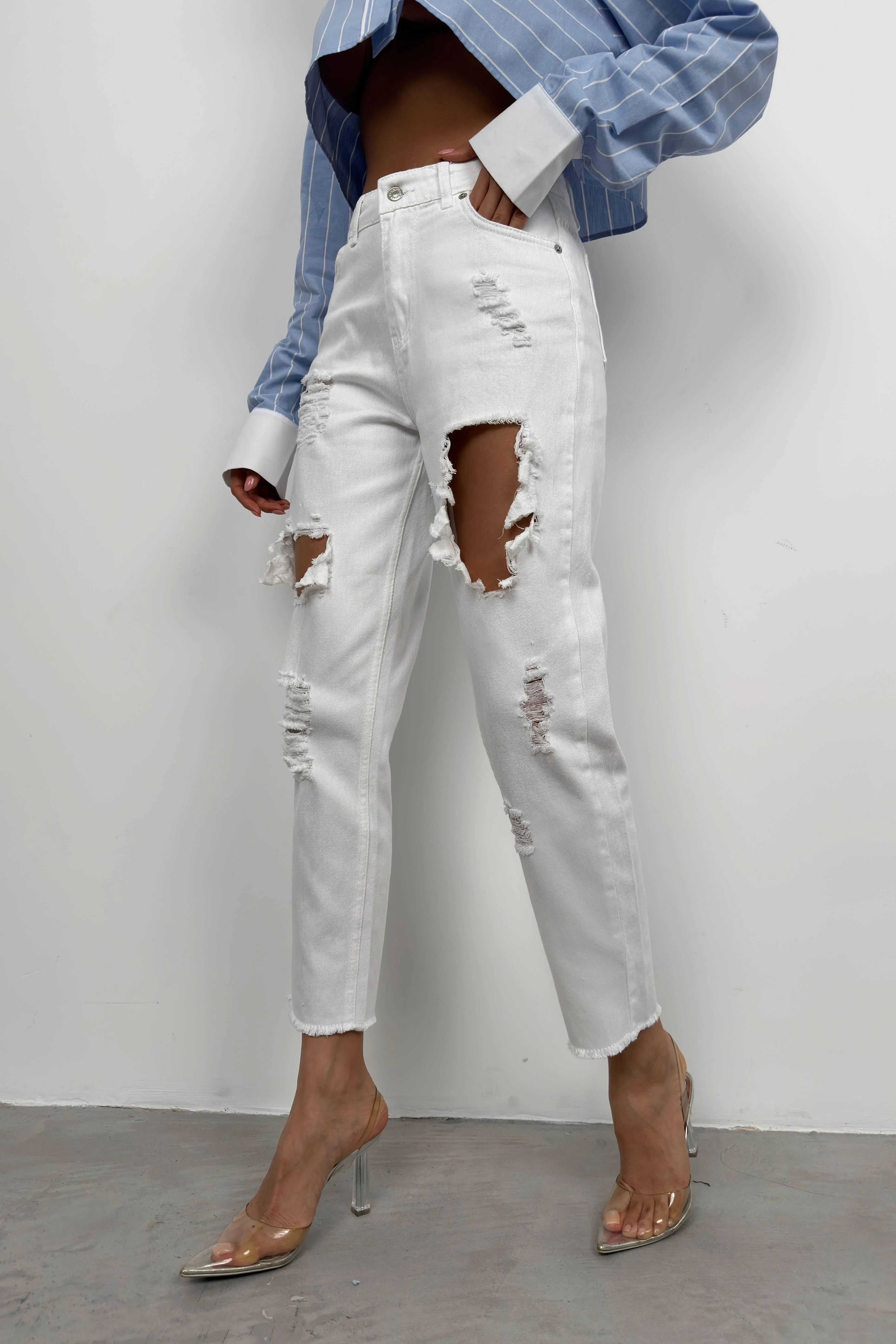 Laser Cut Mom Jeans