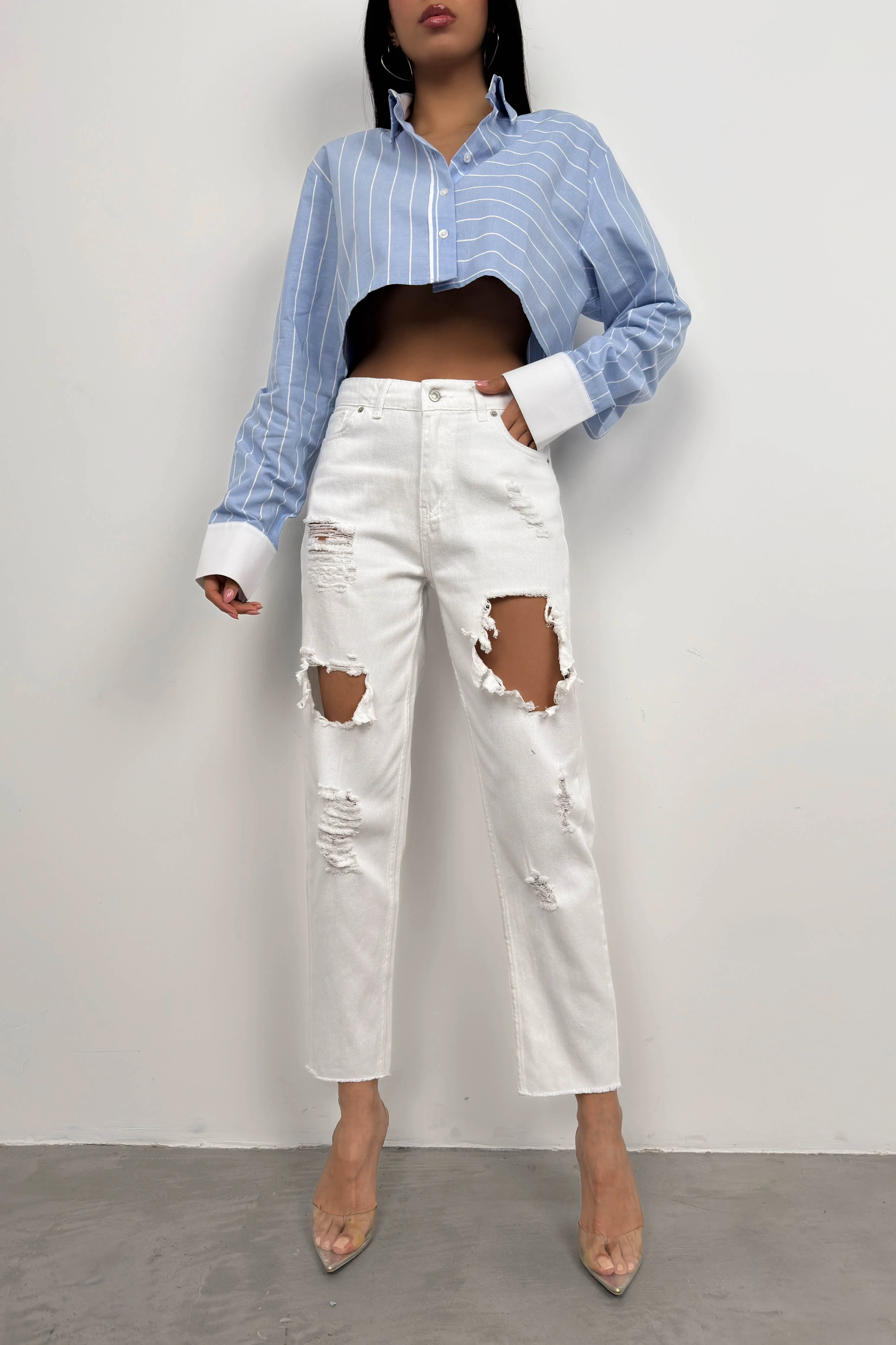 Laser Cut Mom Jeans