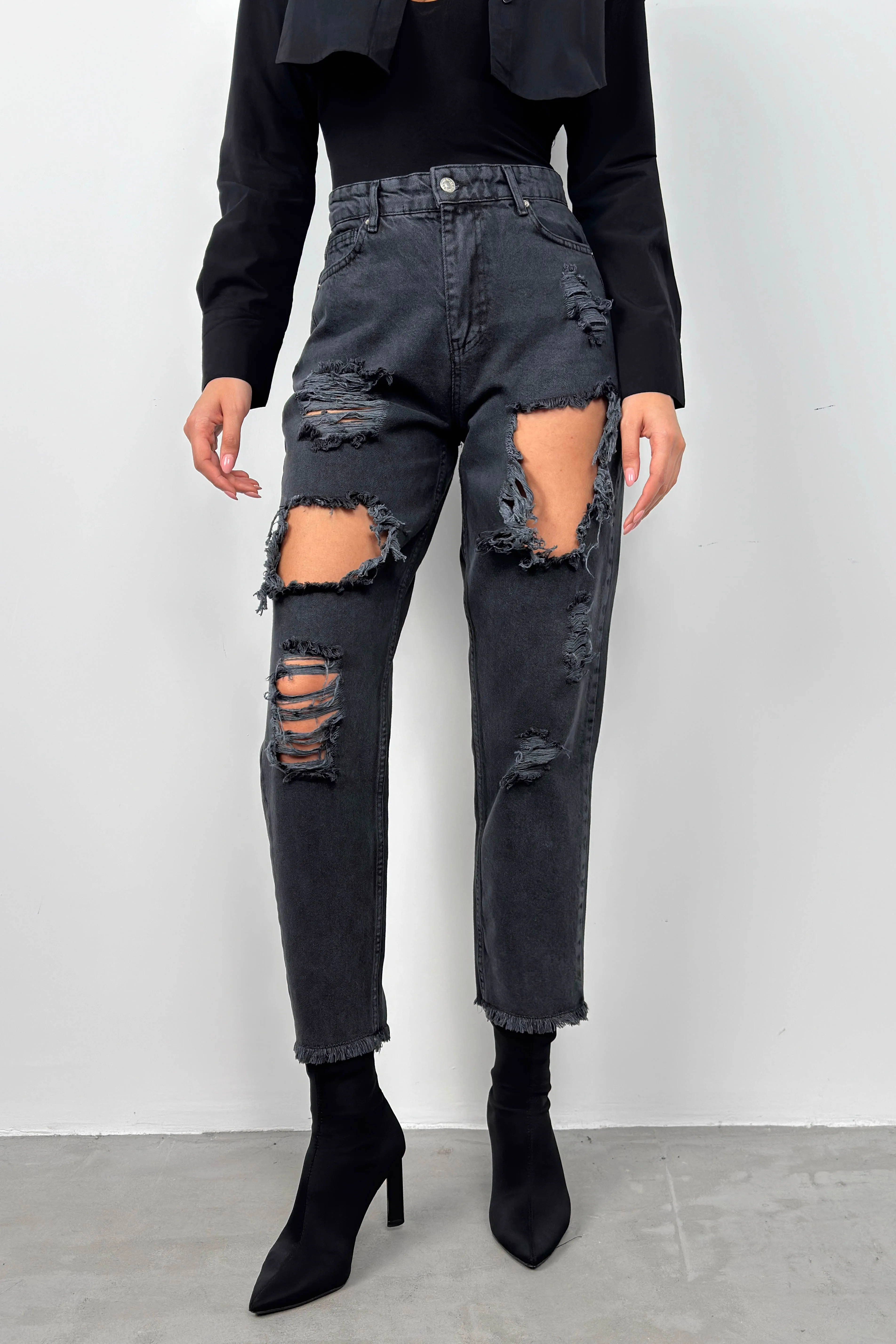 Laser Cut Mom Jeans