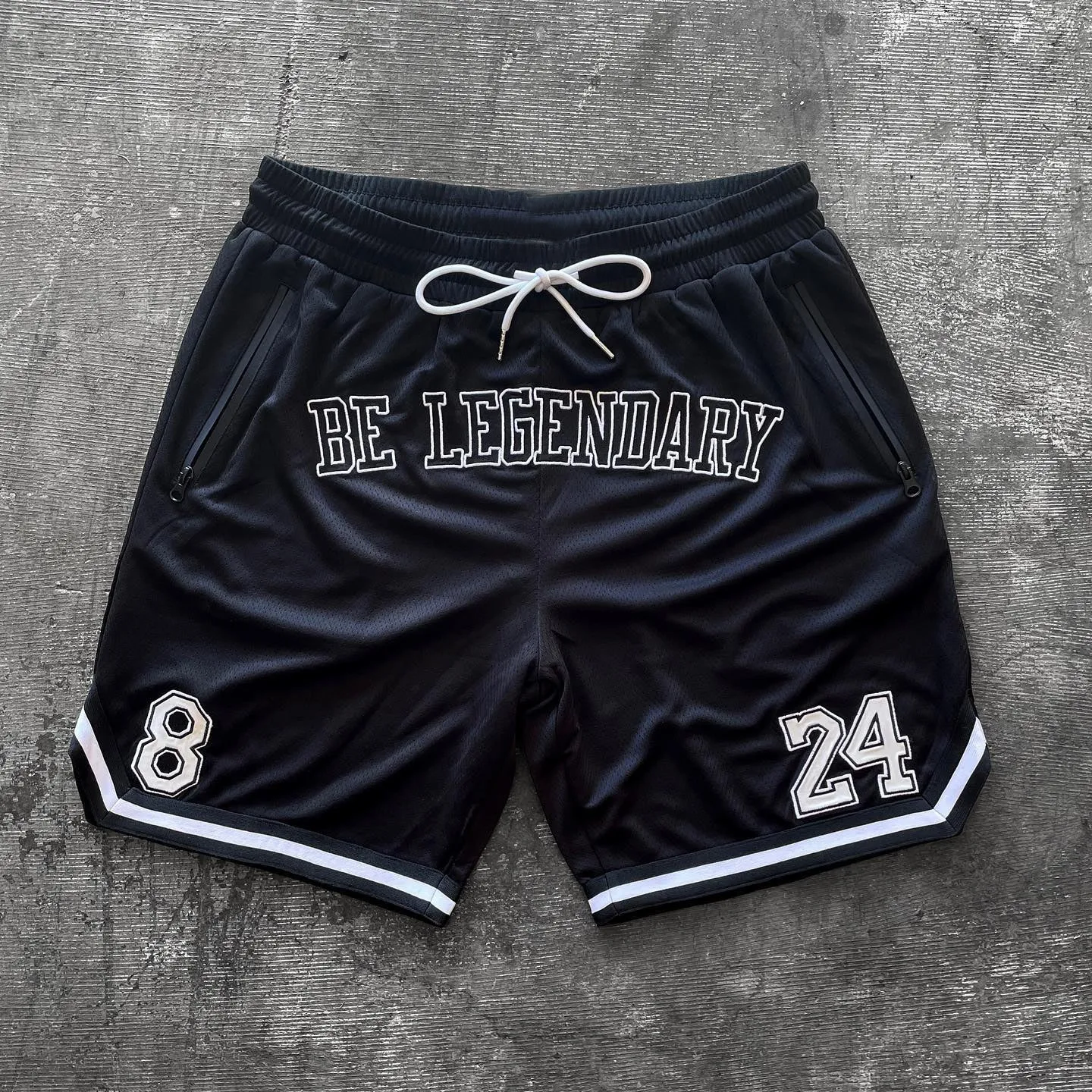 Letter-print zip-up track shorts