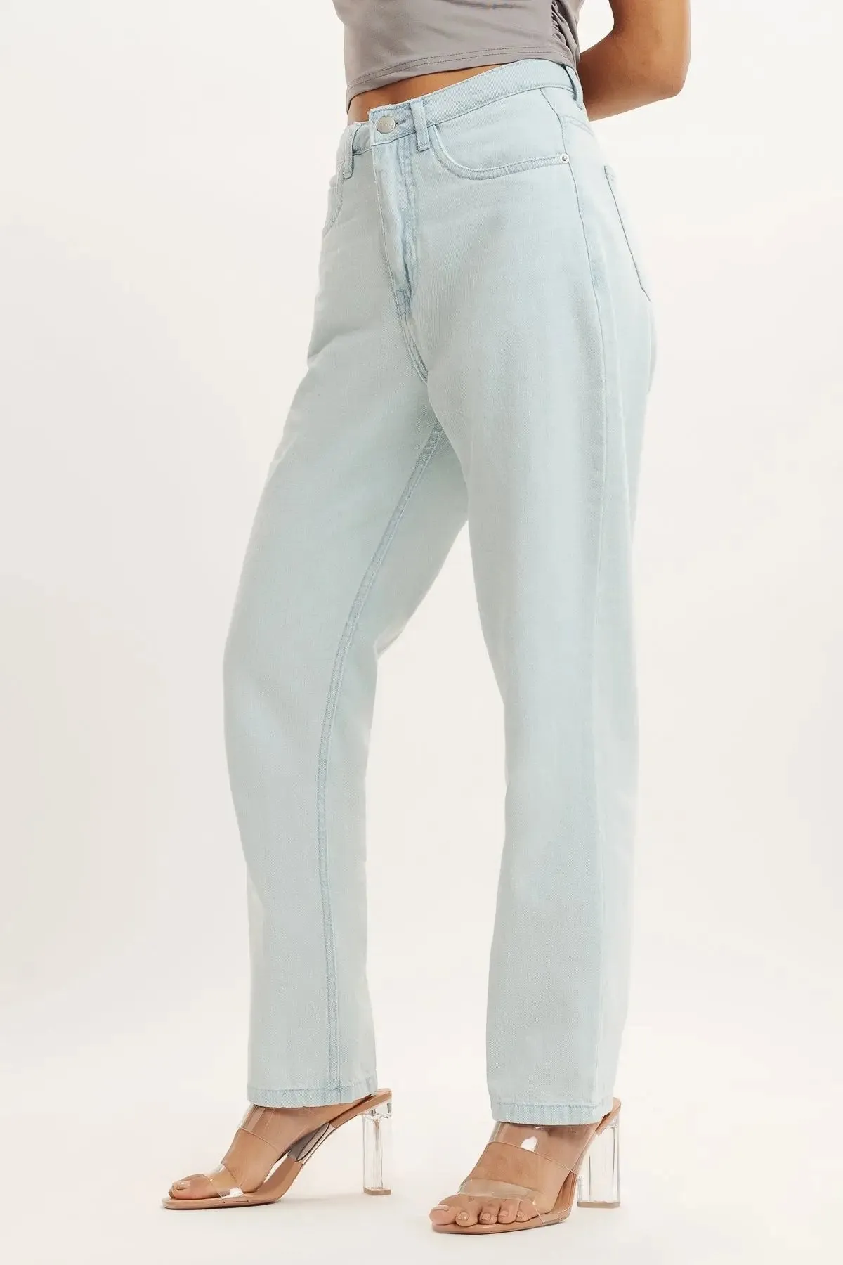 Light Blue High Waist Mom Fit Jeans