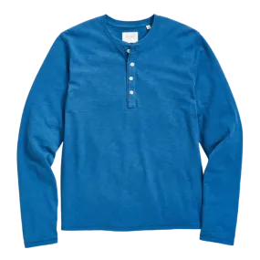 Long Sleeve Organic Cotton Henley - Lagoon Blue