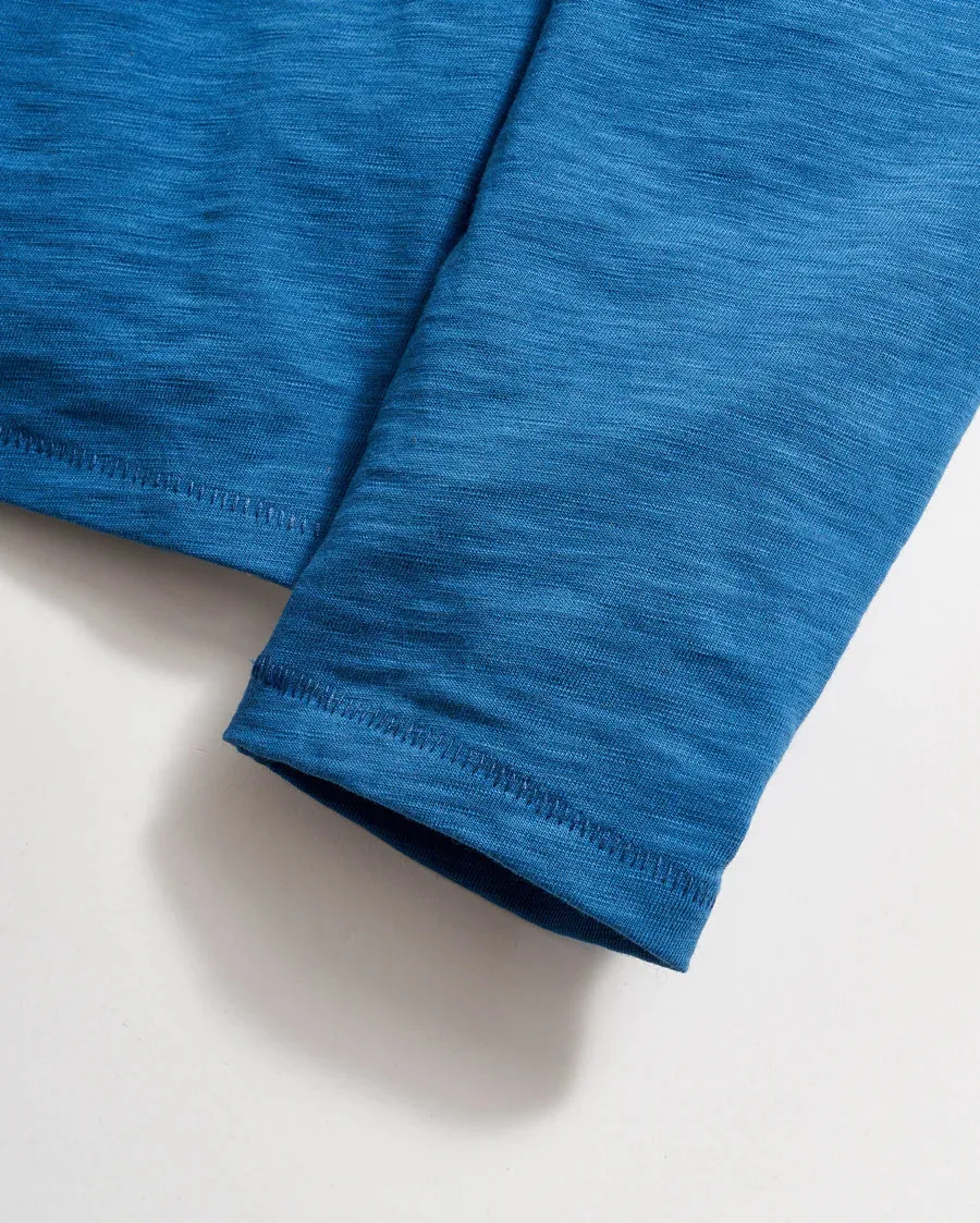 Long Sleeve Organic Cotton Henley - Lagoon Blue