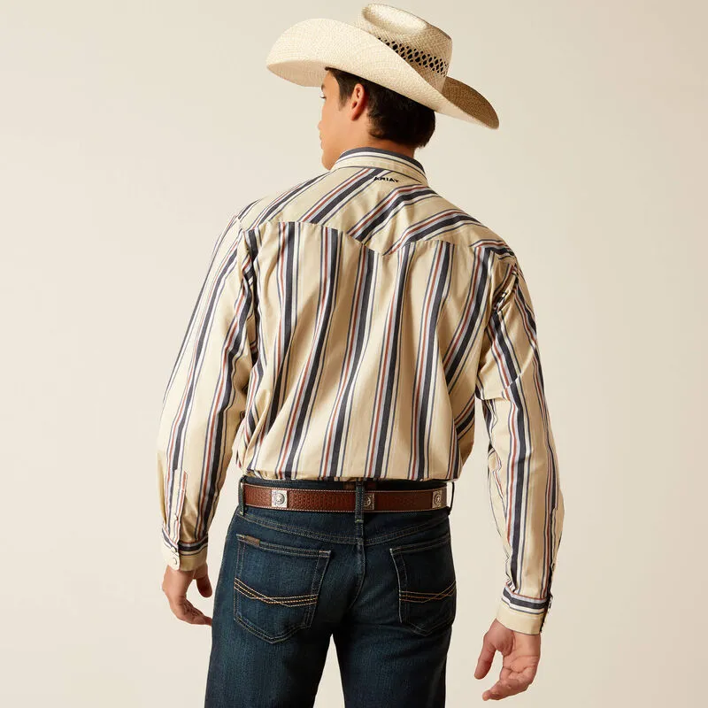 Men's Ariat Phillip Beige Stripe Snap Shirt