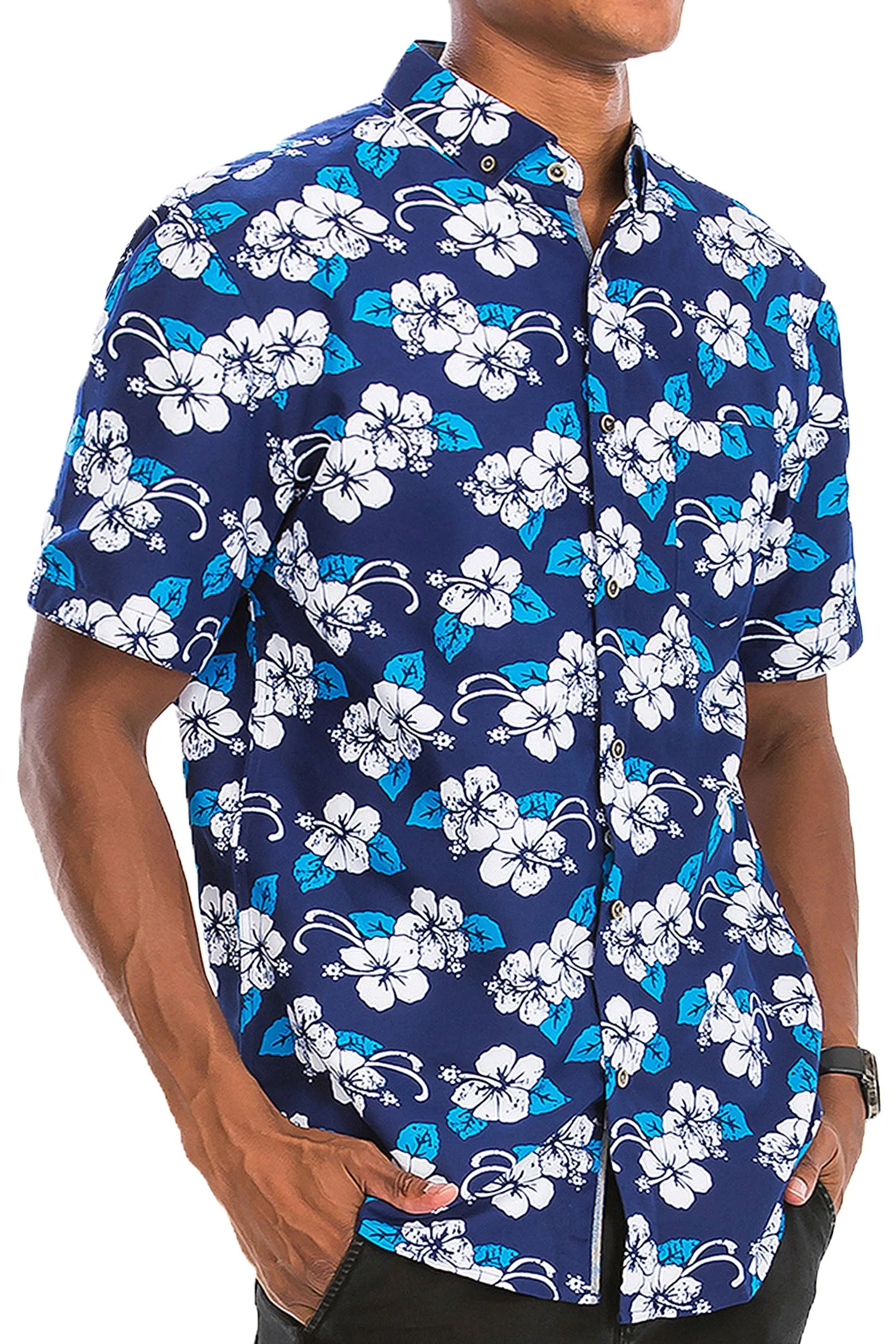 Men's Floral Print Button Down Short Sleeve Shirts