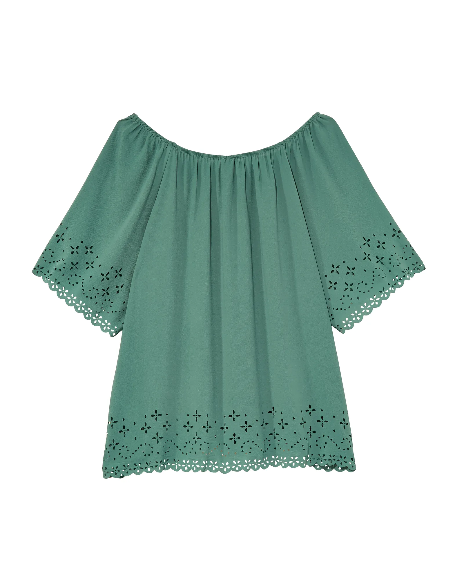 Noralee Off-the-Shoulder Top with Detailed Hem | Teal