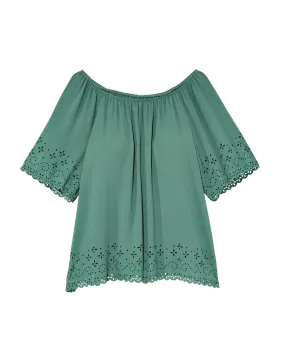 Noralee Off-the-Shoulder Top with Detailed Hem | Teal