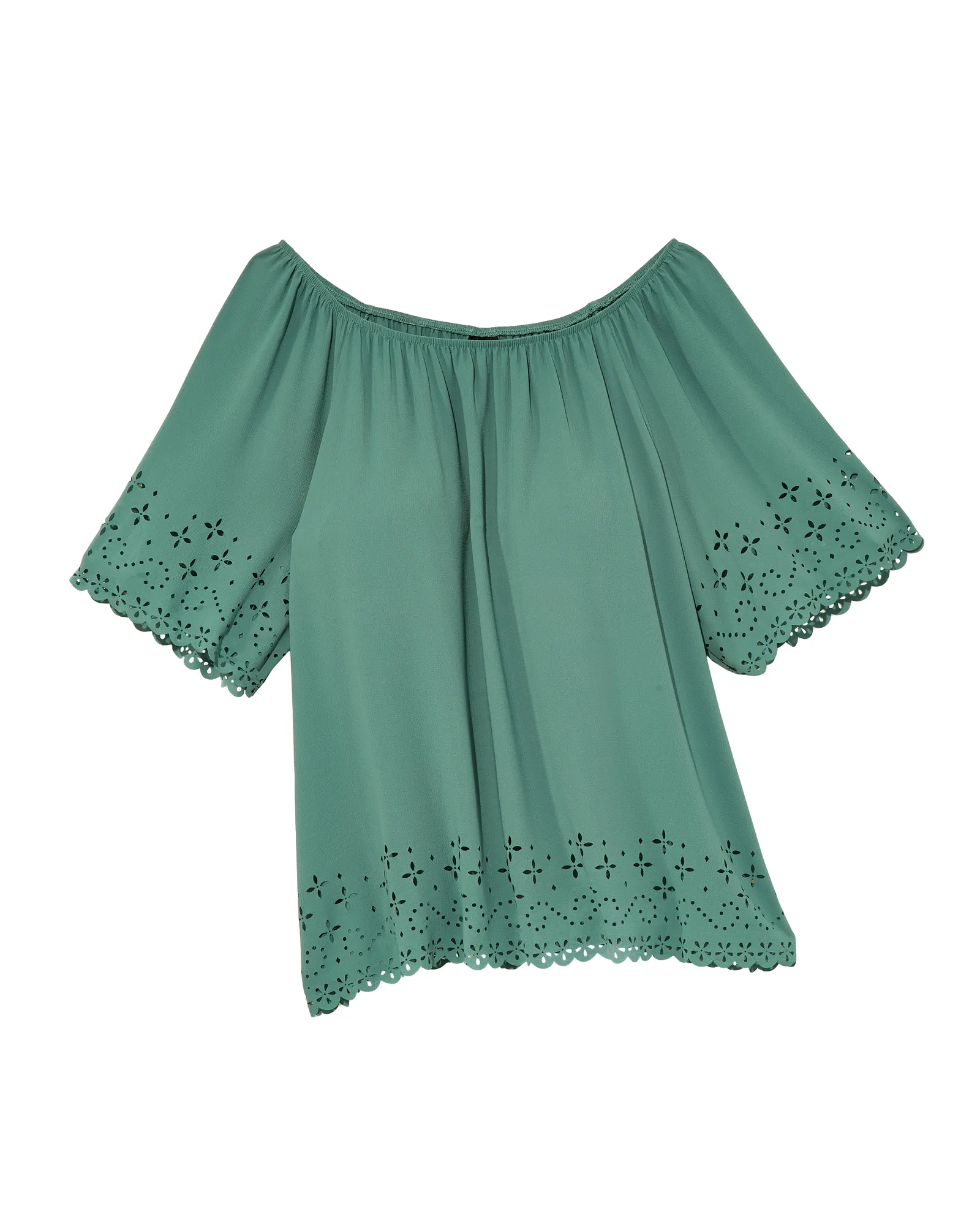 Noralee Off-the-Shoulder Top with Detailed Hem | Teal